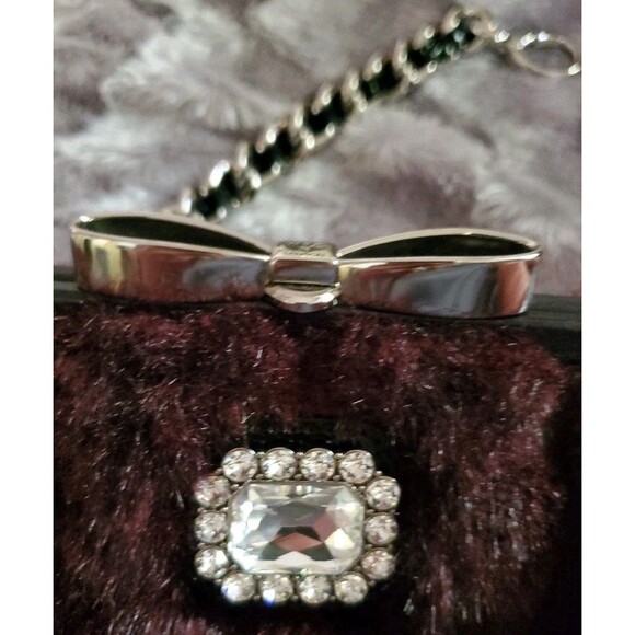 My Flat in London Saville Black Scarlett Faux Fur Bag Bow Snap Close M028745 - Picture 14 of 16